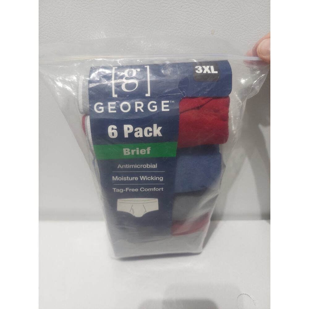 New George Mens 3XL (48 - 50) Multi-Color 6 Pack of Tagless Mid-Rise Briefs NWT